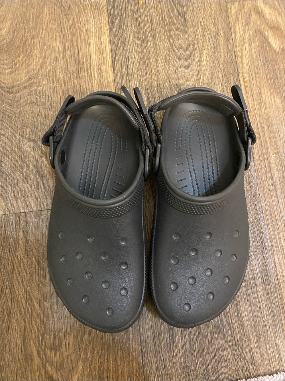 CROCS Classic Black Adjustable Heel Strap Clog